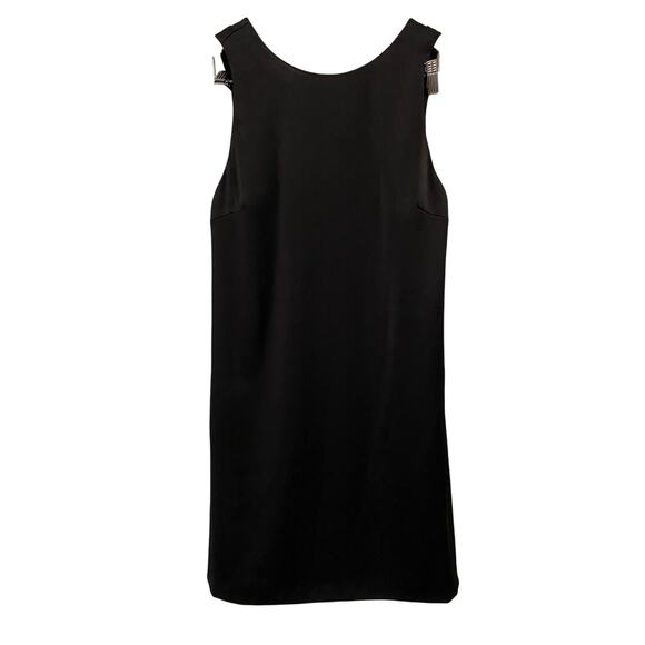 Alice + Olivia Lita Cowl Back Mini Dress Large Black Satin Draped Open Back Chic - Picture 12 of 16